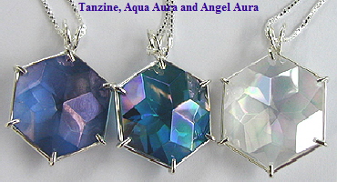 Tanzine Aura Flower of Life Crystal Pendant www.Celestial-Lights.com