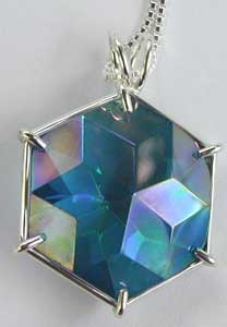 Aqua Aura Flower of Life Pendant from www.Celestial-Lights.com